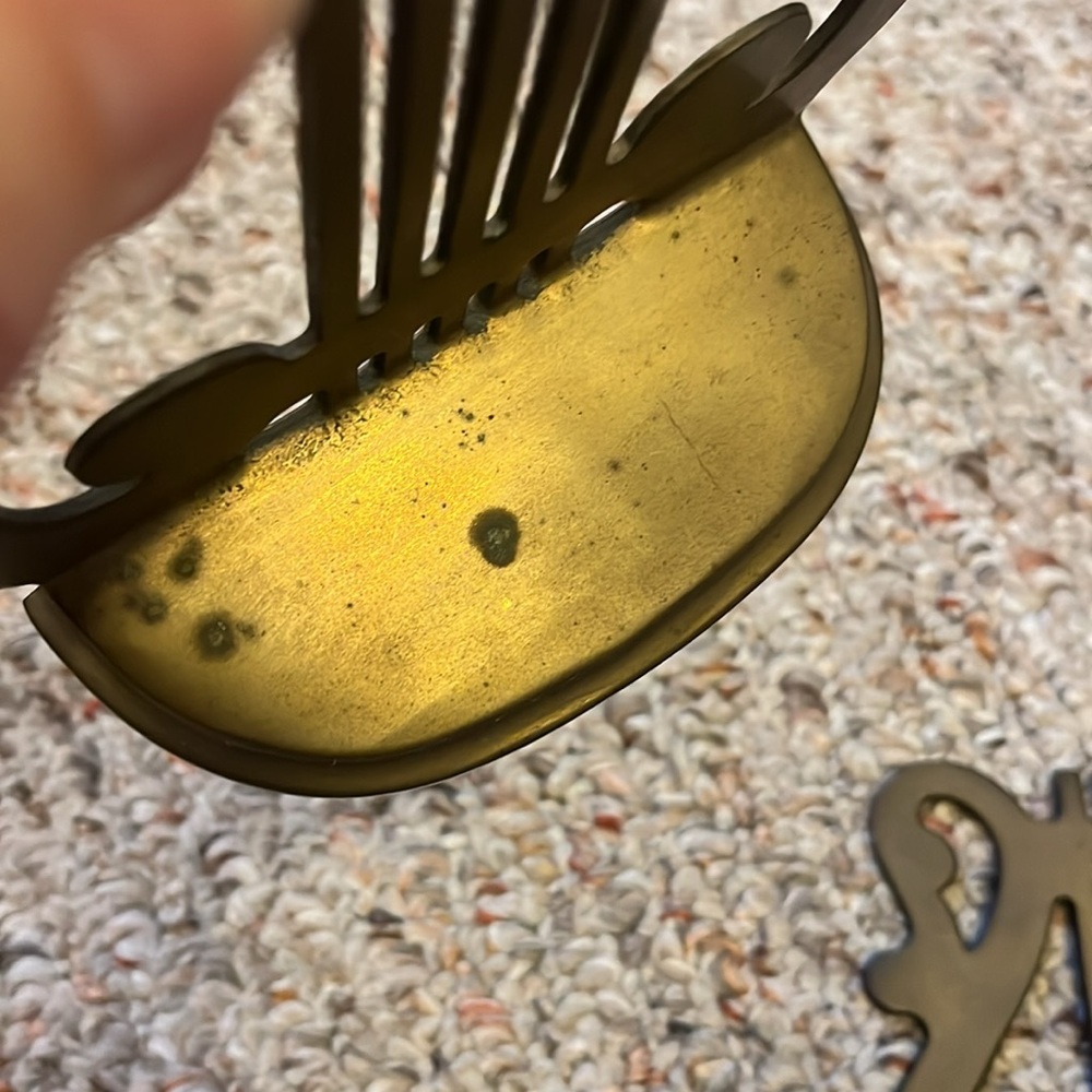 Vintage Brass Harp Music Note Bookends - Picture 9 of 12